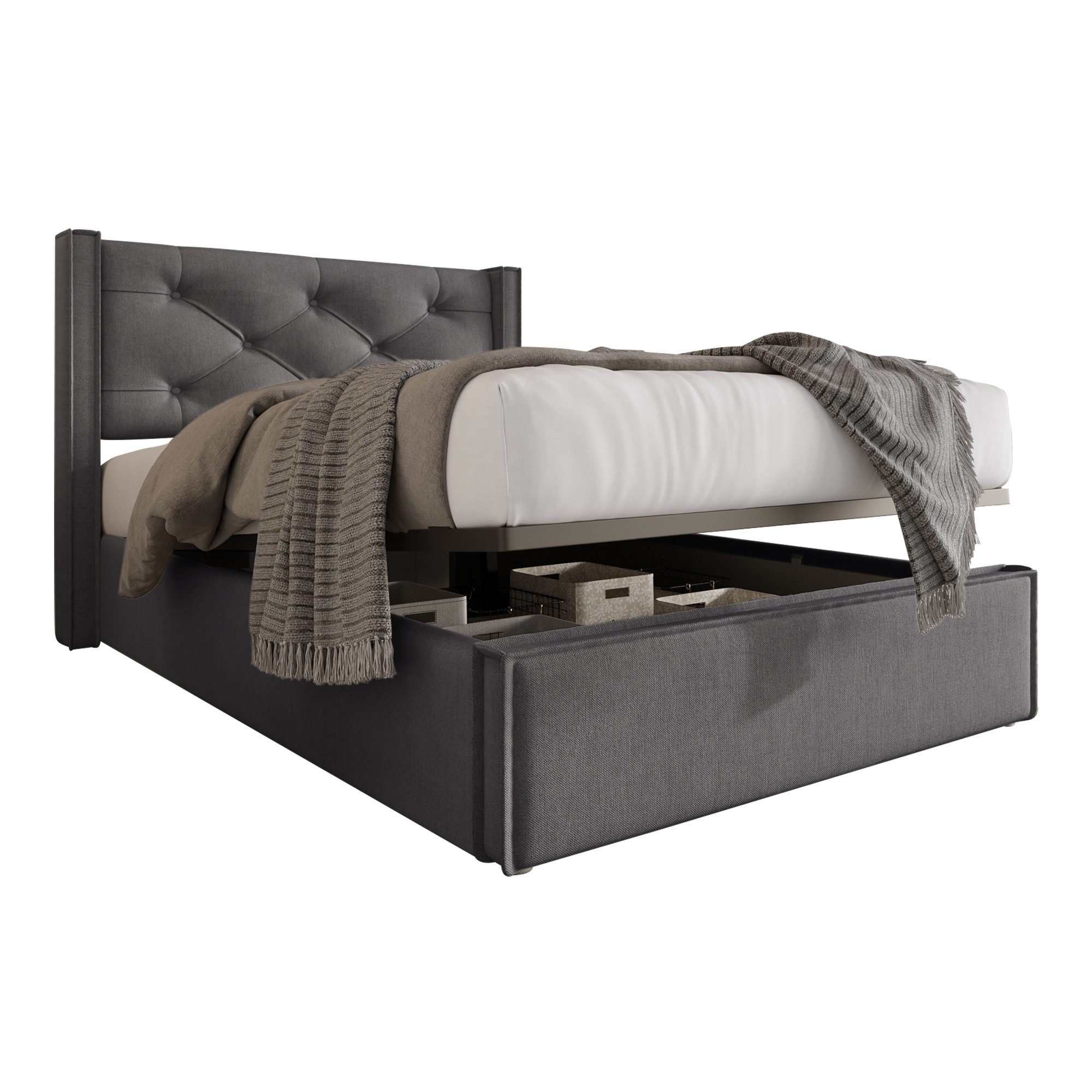 Flieks Polsterbett, Hydraulisches Einzelbett Funktionsbett Baumwolle günstig online kaufen