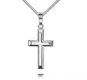 JEVELION Kreuzkette Kreuz Anhänger 925 Silber (Silberanhänger, für Damen und Herren), Mit Silberkette 925 - Länge wählbar 36 - 70 cm.