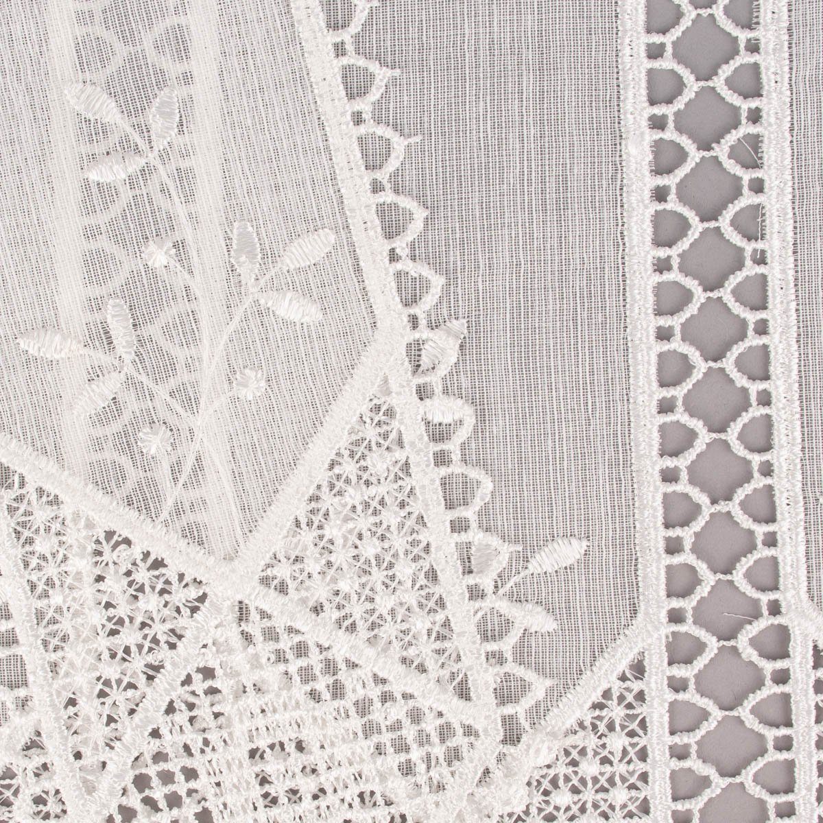 SCHÖNER LEBEN. Meterware Scheibengardine nähfrei Häkelei Stickerei Blätter günstig online kaufen