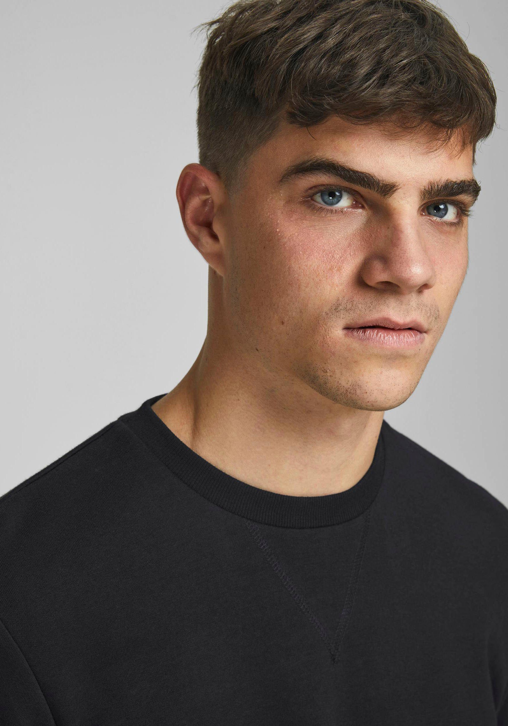 Jack & Jones Sweatshirt JJEBASIC mit Flaglabel und weicher Baumwollmischung unifarben, modisch, regular fit, Baumwolle, Rundhals