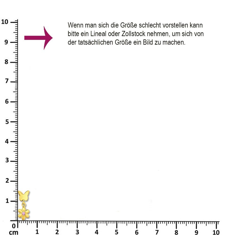 Limana Paar Ohrhänger Mädchen Kinder Silber 925 Gold Schmetterling Blume rosa Ohrstecker, Kinderohrringe Mädchenohrringe mit Zirkonia Geschenkidee Geschenk Idee