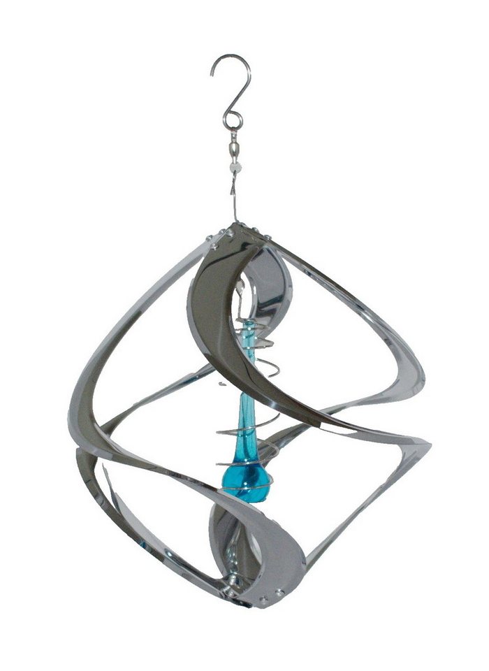 dekotrend.gallery Windspiel Deko Windspiel Hurrikan mit Tropfen Edelstahl Rostfrei Windrad 30 cm, Wind Dancer Twister Handarbeit Wetterfest Frostfest UV-Beständig
