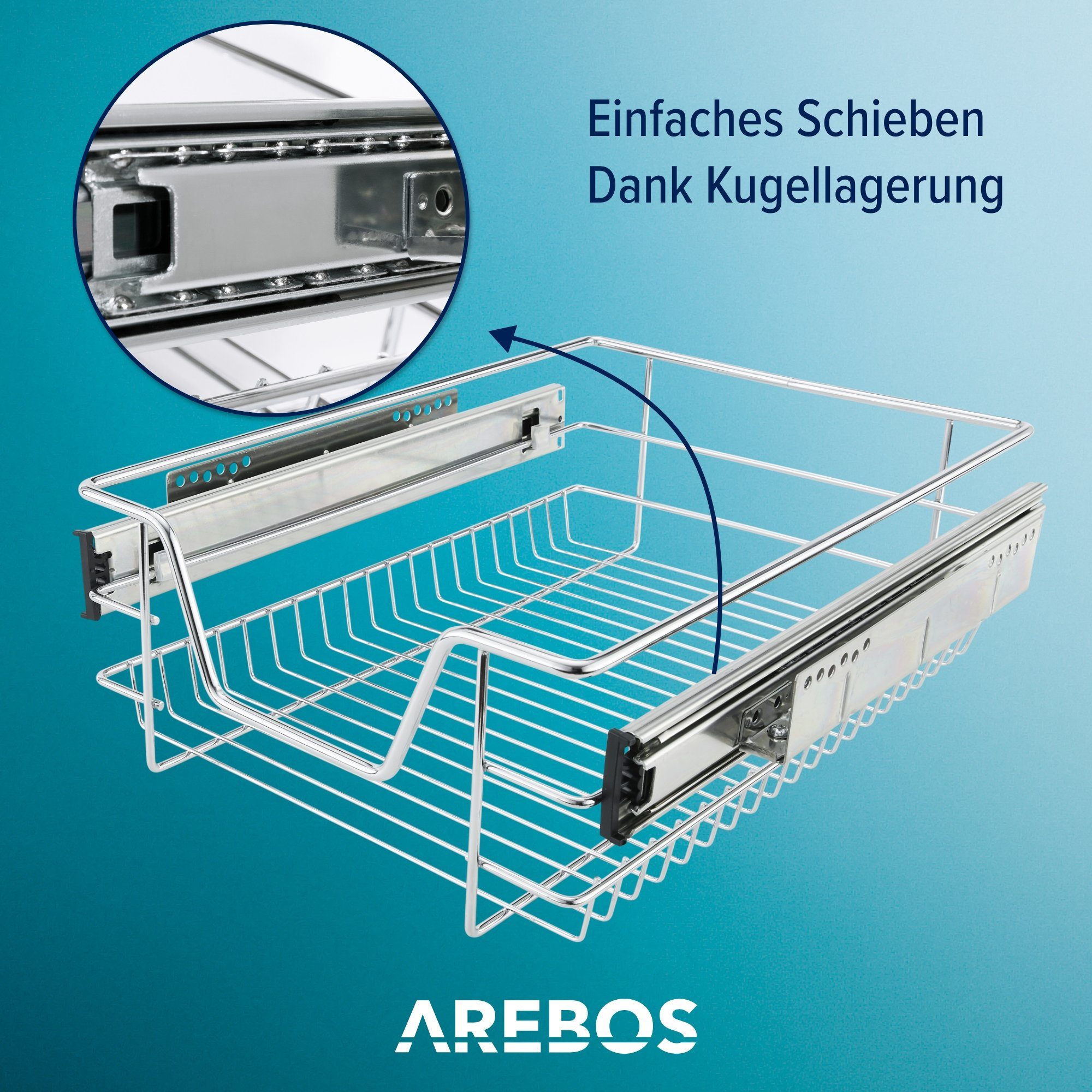 Arebos Innenschublade 2x Teleskopschublade für Küche, ausziehbare Küchenschublade (Set, 2 St)
