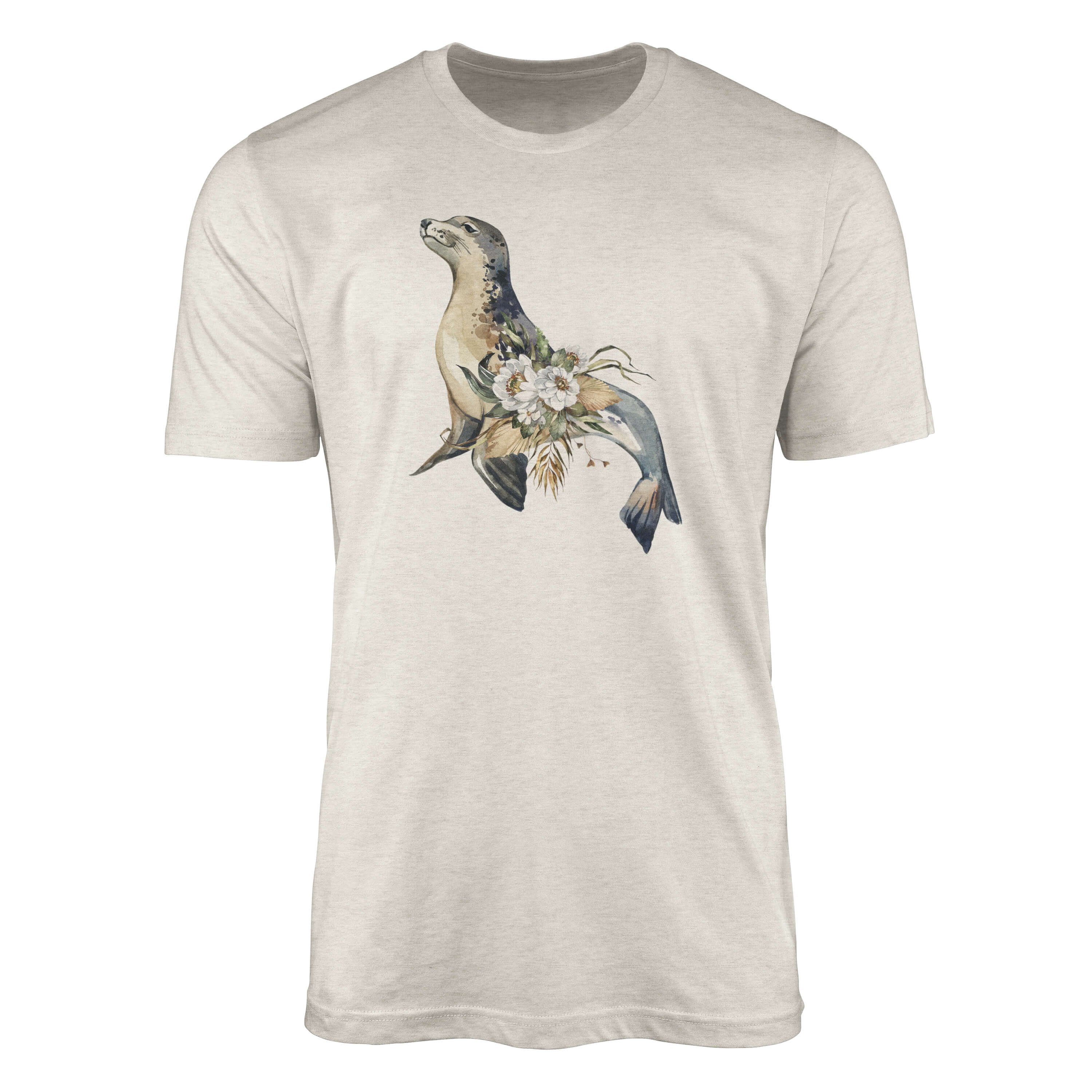 Sinus Art T-Shirt Herren Shirt 100% gekämmte Bio-Baumwolle T-Shirt Seerobe Wasserfarben Motiv Nachhaltig Ökomode aus (1-tlg)