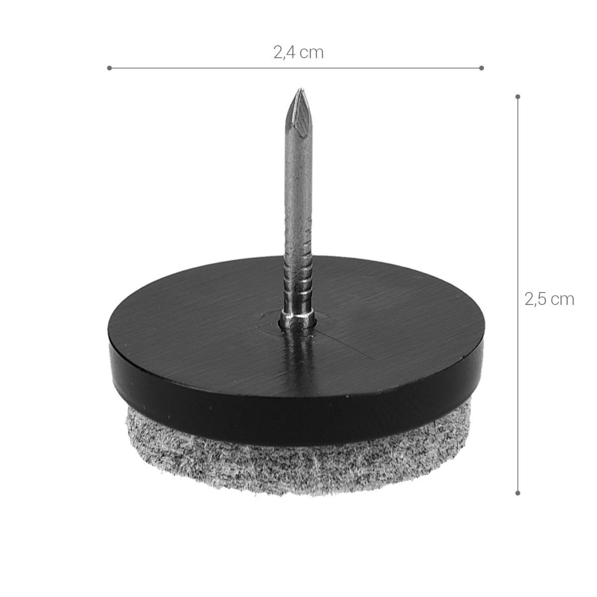 Möbelfuß Nagel - 24mm 20x rund mit - Bodenschutz für Möbel, (20-St) Schwarz Filzgleiter Navaris