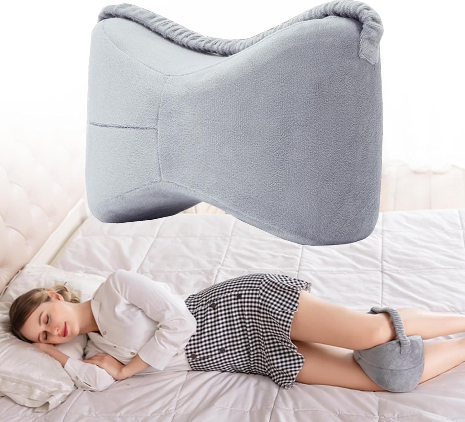 BlingBin Kniekissen Memoryschaum-Kniekissen orthopädisch für Seitenschläfer, (1er Set, 1-St., 25,5 × 18 × 18 cm), Druckentlastung und Schmerzlinderung, komfortables Beinkissen
