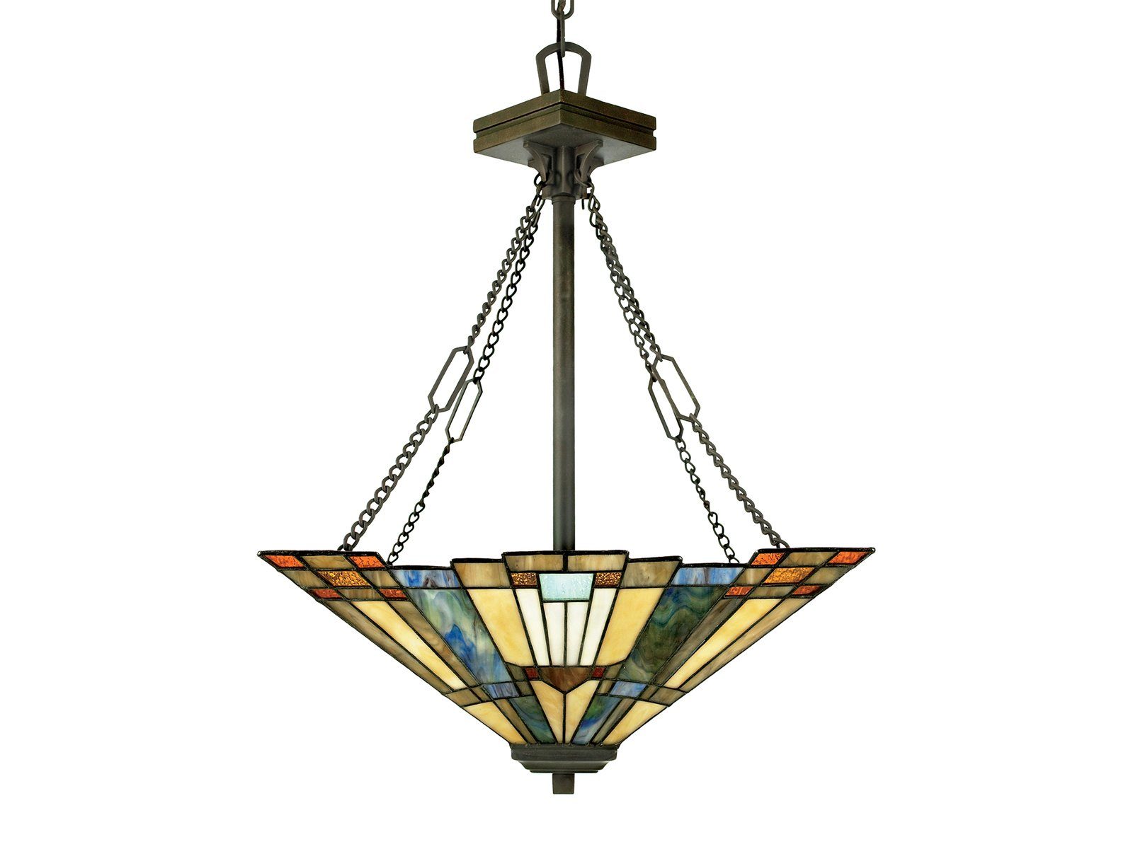 QUOIZEL LED Pendelleuchte, LED wechselbar, warmweiß, Tiffany Lampe hängend Landhausstil über-n Esstisch & Treppenhaus Ø44cm