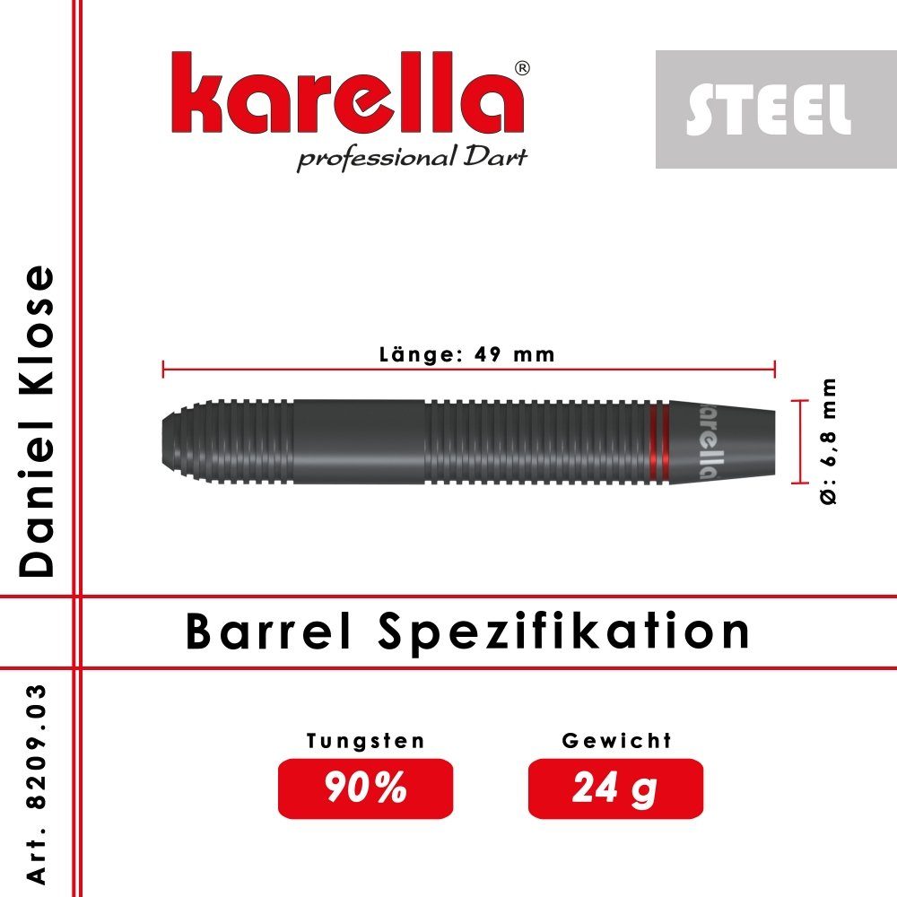 Karella Dartpfeil Steeldart Daniel Klose, 90% Tungsten, - 24g