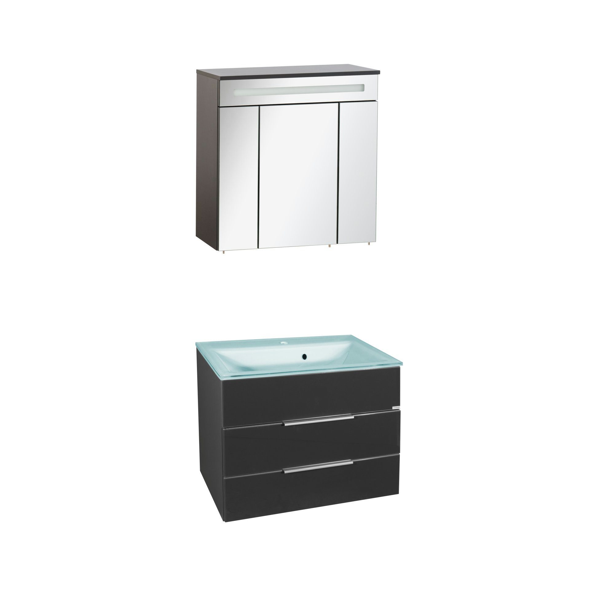 FACKELMANN Badmöbel-Set Kara Badmöbelset, 3-teiliges Set, Waschbecken, Unter-, Spiegelschrank