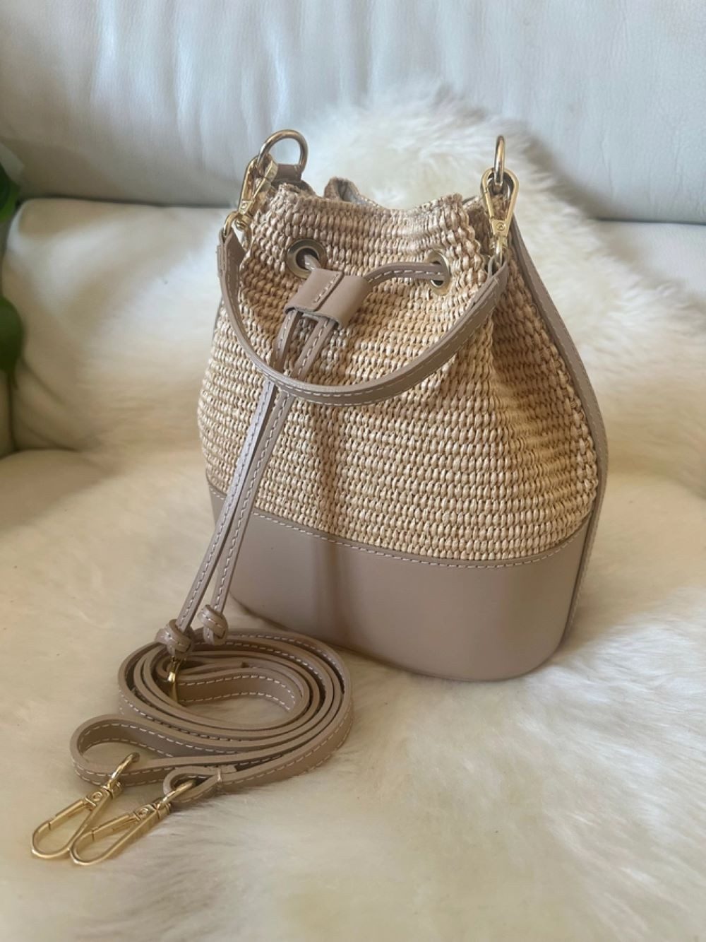 Goodman Design Handtasche Beuteltasche aus Raffia günstig online kaufen