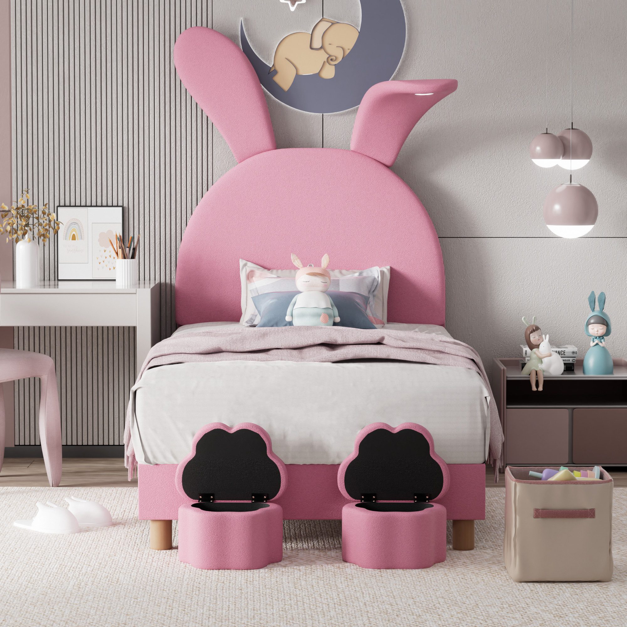 Flieks Polsterbett, LED Kinderbett 90x200cm mit günstig online kaufen