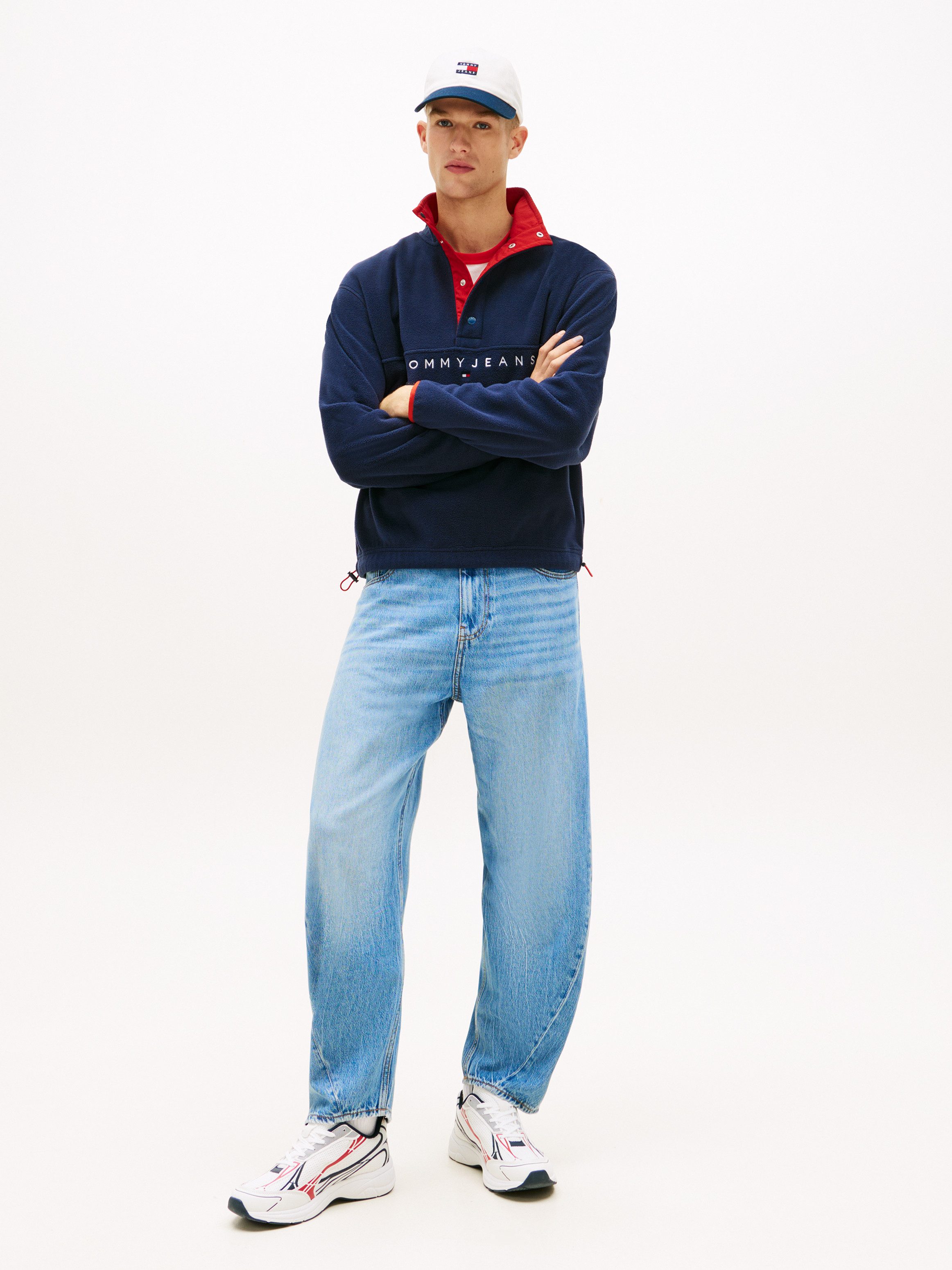 Tommy Jeans Fleecepullover RRELAXED POP LINEAR MOCK POLAR FLEECE Relaxed fit mit Stehkragen