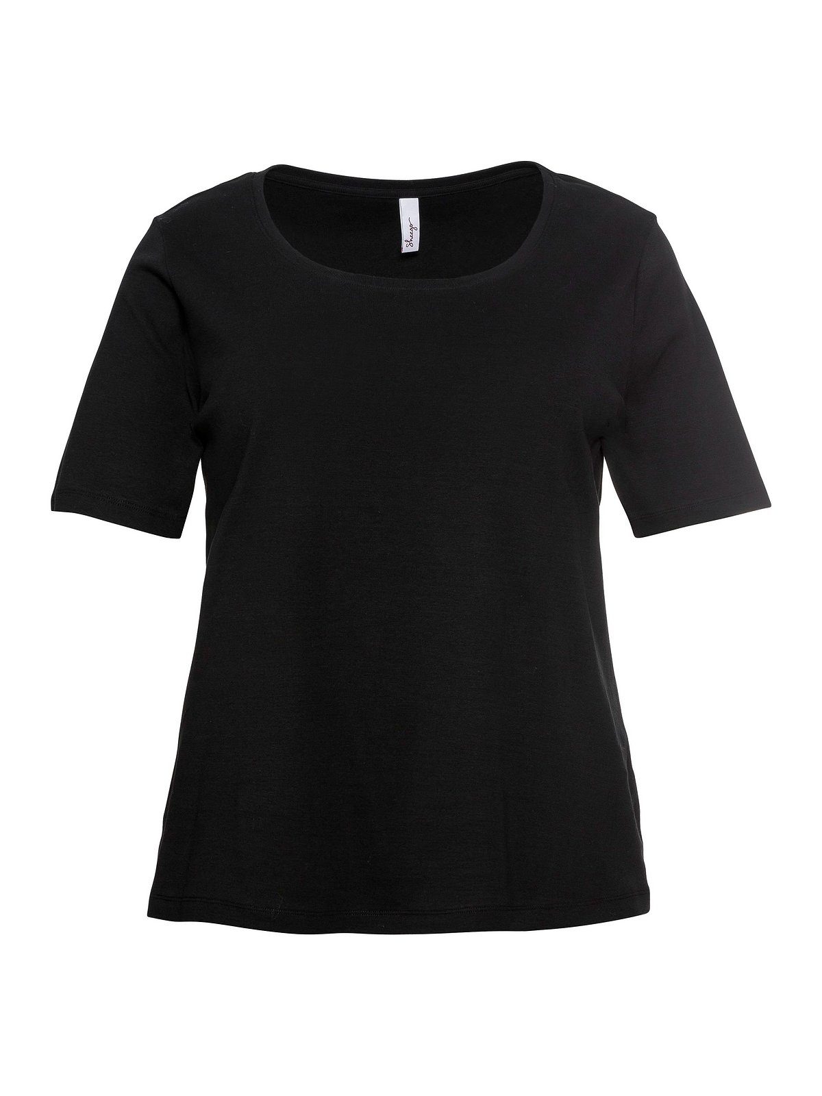 T-Shirt Baumwolle Große aus Sheego reiner schwarz Größen