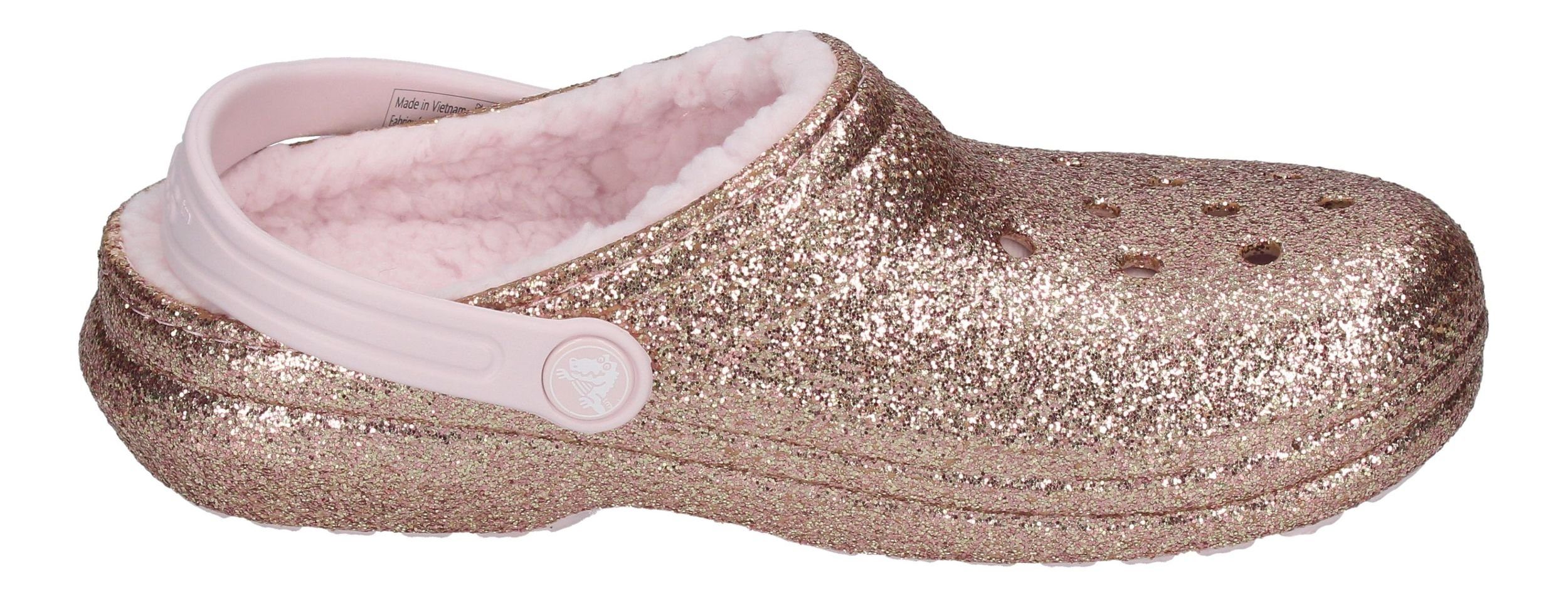 Barely Crocs Pink Hausschuh Clog Lined Glitter Classic Gold 207462-2UB