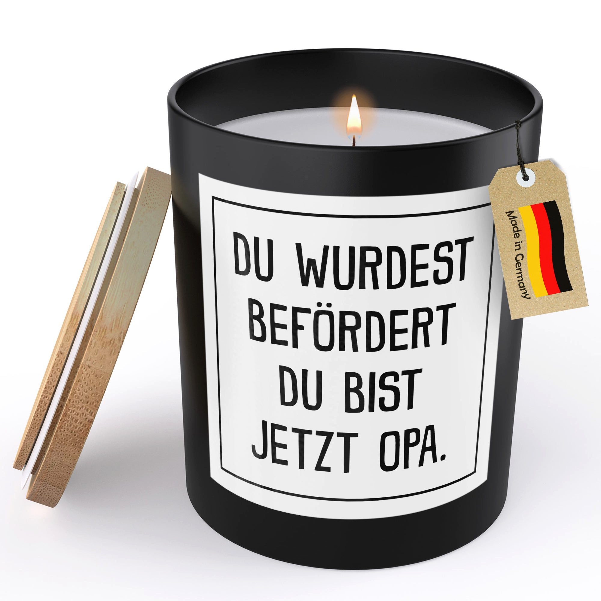22Feels Duftkerze HANDGEMACHT Zitrus Opa Männer Geschenk Deko Glas, MADE IN GERMANY, Europäisches Sojawachs, Bambusdeckel und Glas, Vegan
