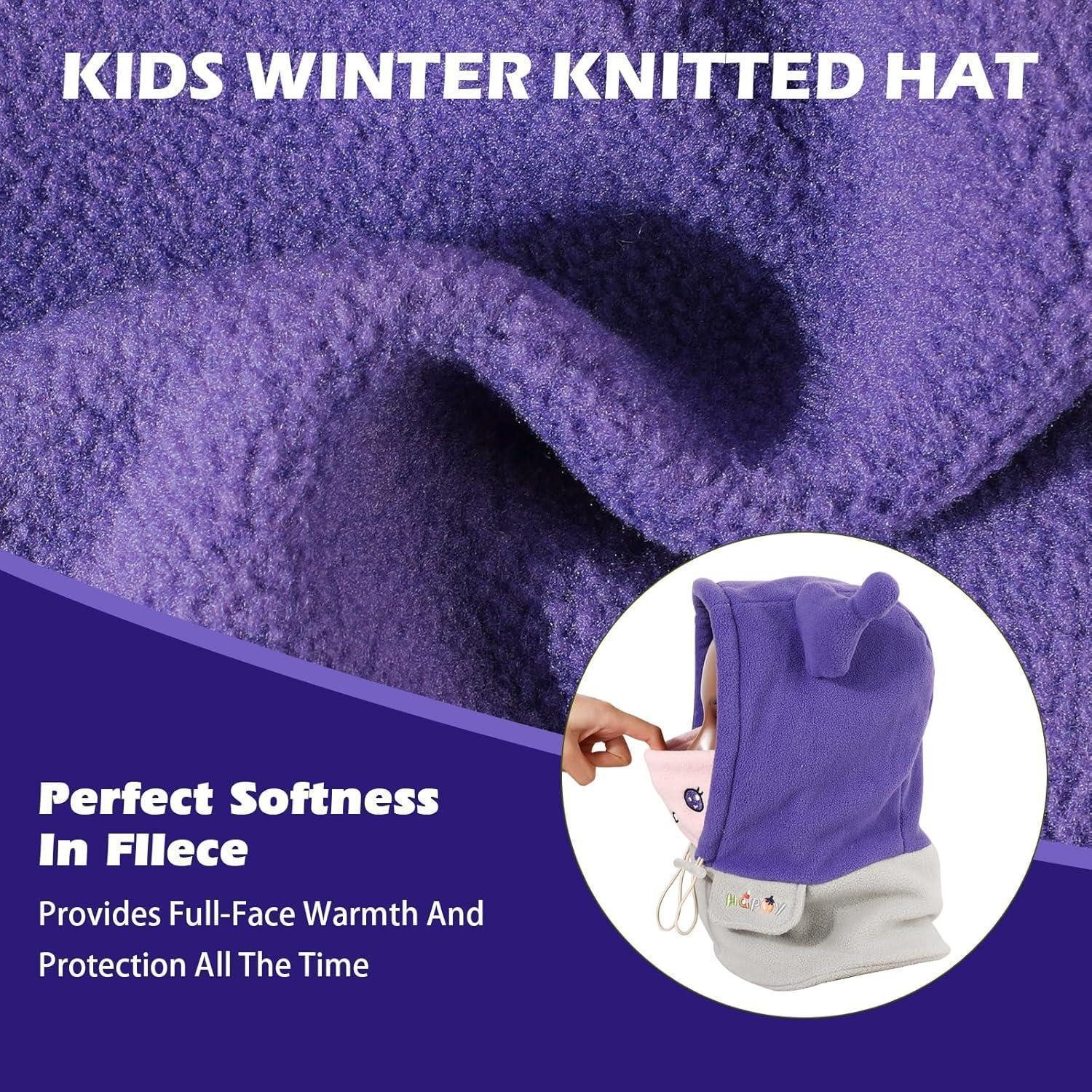 LuxusKollektion Sturmhaube Sturmhaube Kinder Balaclava Skimaske Fleece Kinnriemen B-Violett