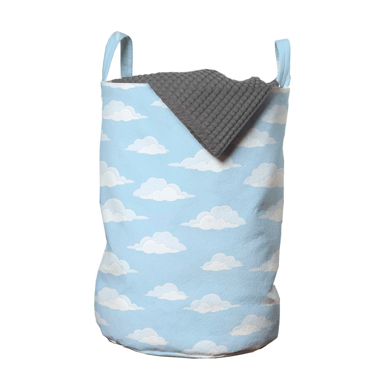 Abakuhaus Wäschesäckchen Wäschekorb mit Griffen Kordelzugverschluss für Waschsalons, Blauer Himmel Wolkenloser Himmel Fluffy Clouds