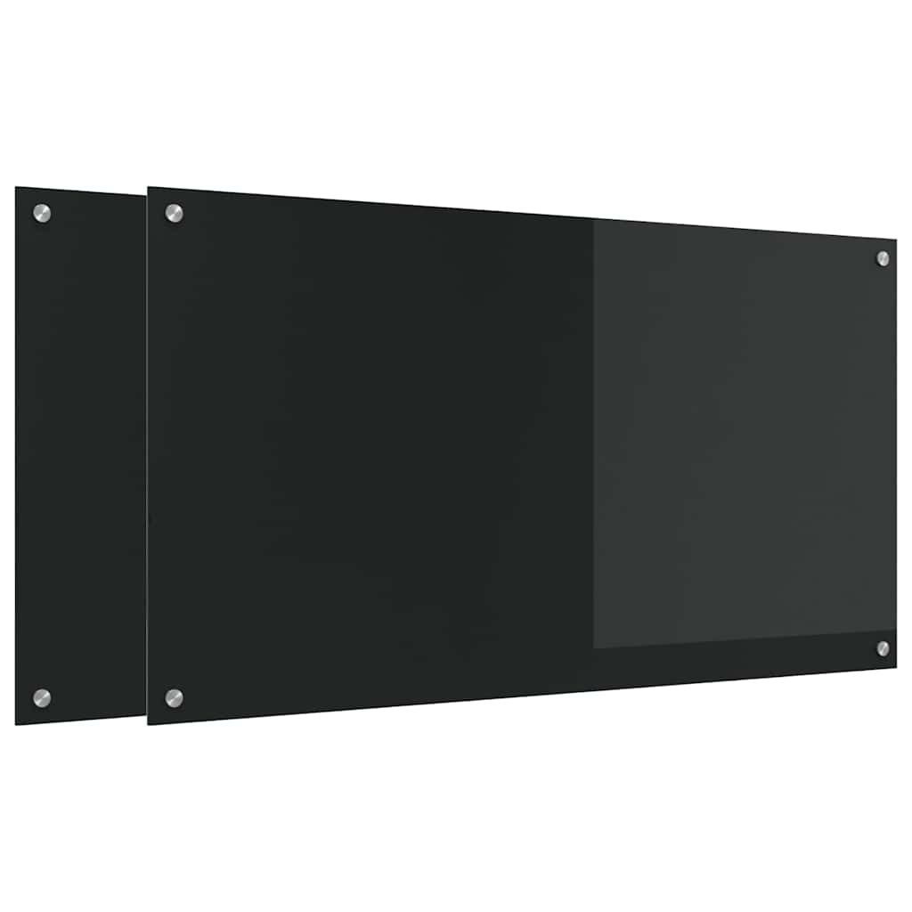Küchenrückwand Küchenrückwand 2 pcs Schwarz 110 x 60 cm Gehärtetes Glas