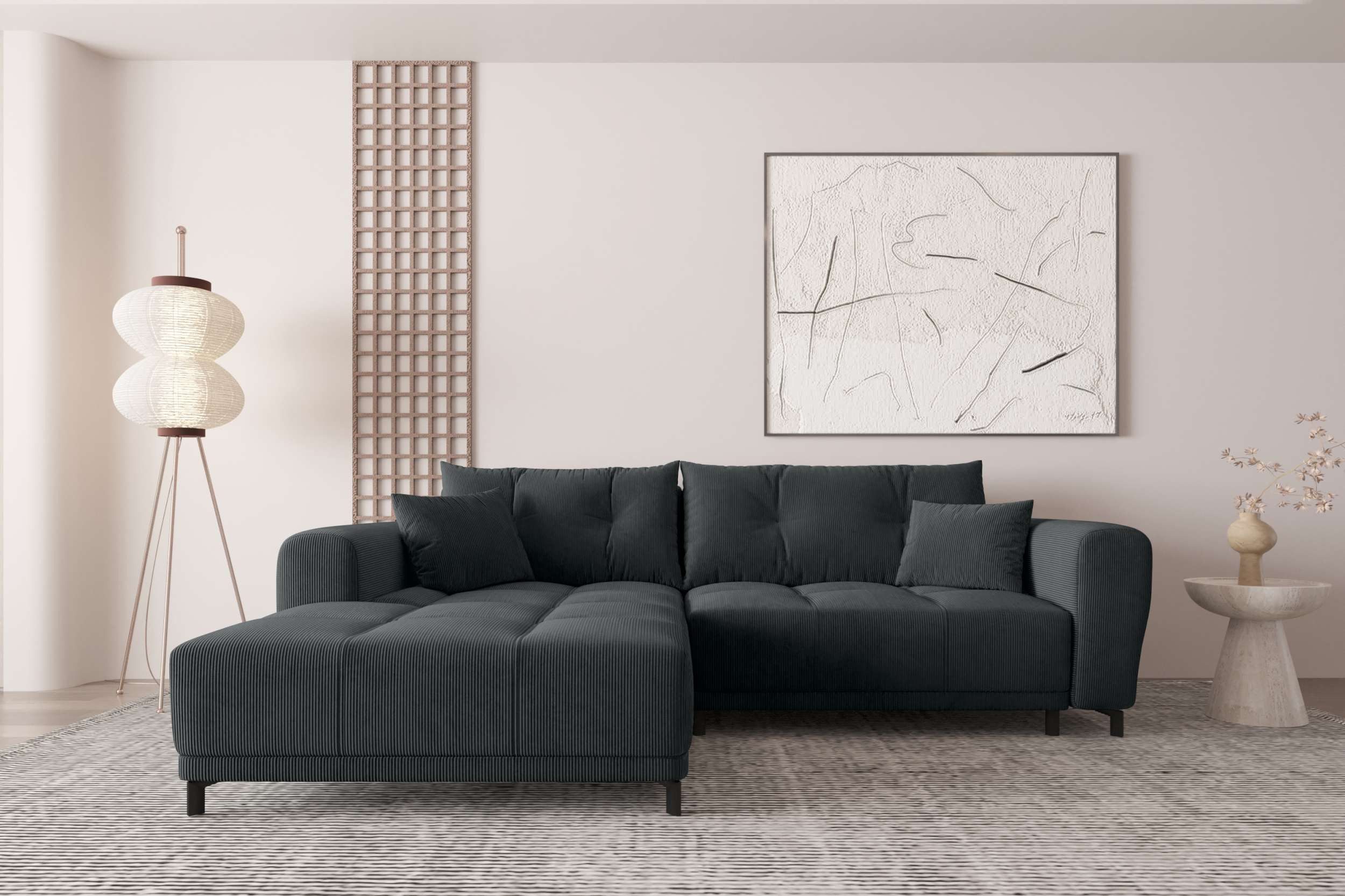 99rooms Ecksofa Massimo, Sofa L-Form, Eckcouch, mit Schlaffunktion,Rundumbezug, in Cordstoff POSO