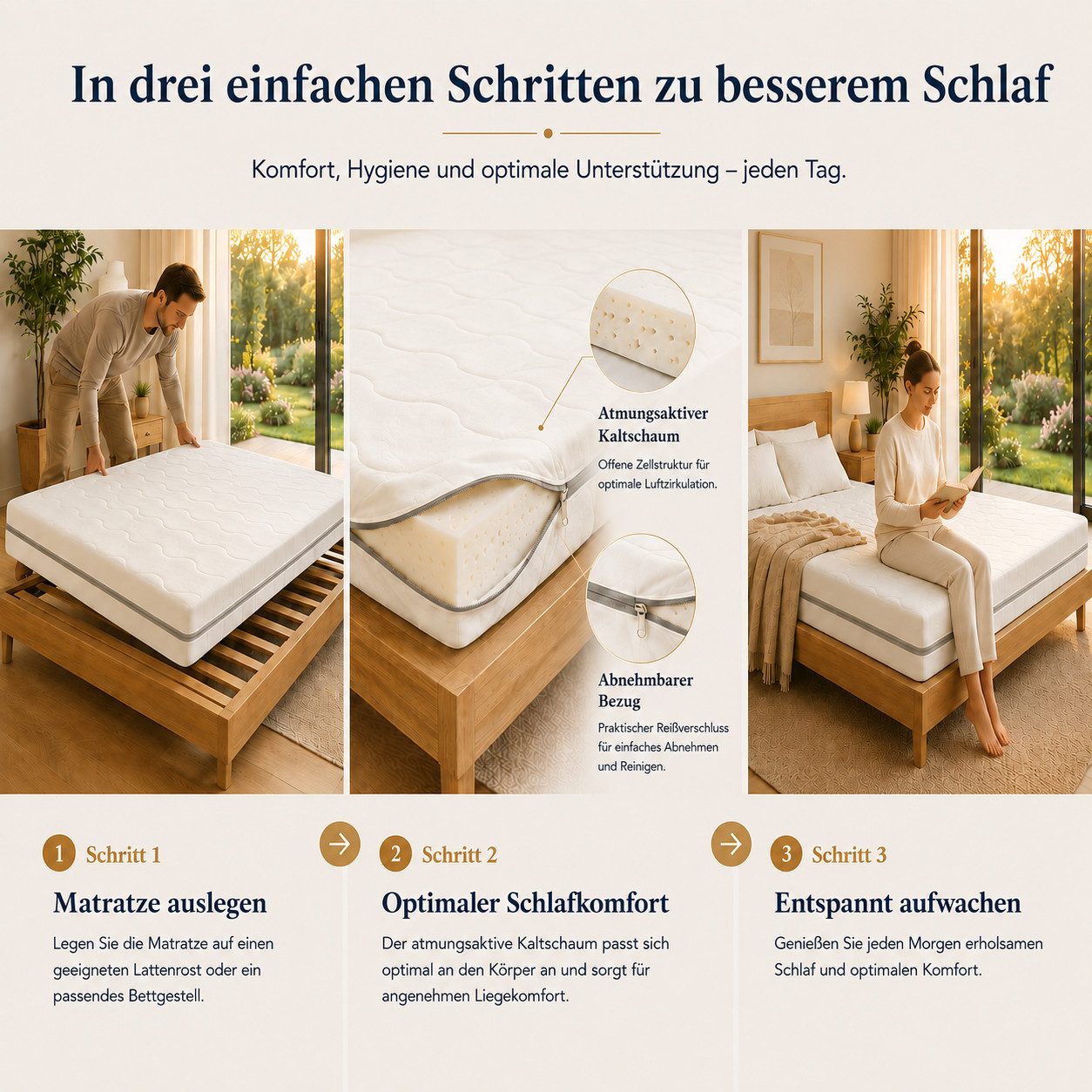 Kindermatratze Easy Active Kaltschaummatratze 90x200 cm mit Bezug, Best for Home, 10 cm hoch, (Einzelartikel, 60x120 70x140 80x160 80x180 90x200 140x200 180x200 – Bild 3 von 5