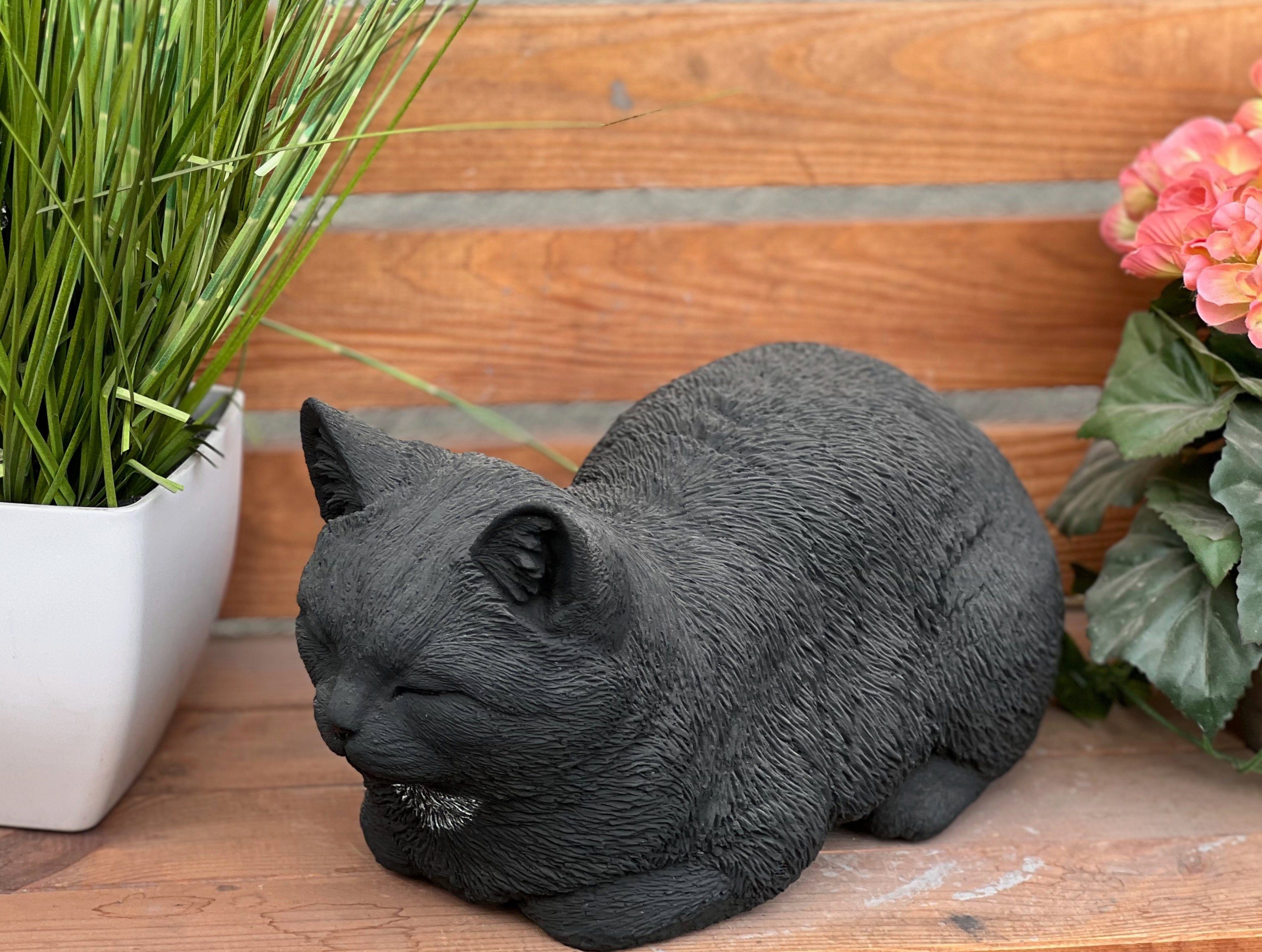 Style Träumerle 36 cm ca. Steinfigur schwarze Katze and frostfest Gartenfigur Stone Länge große