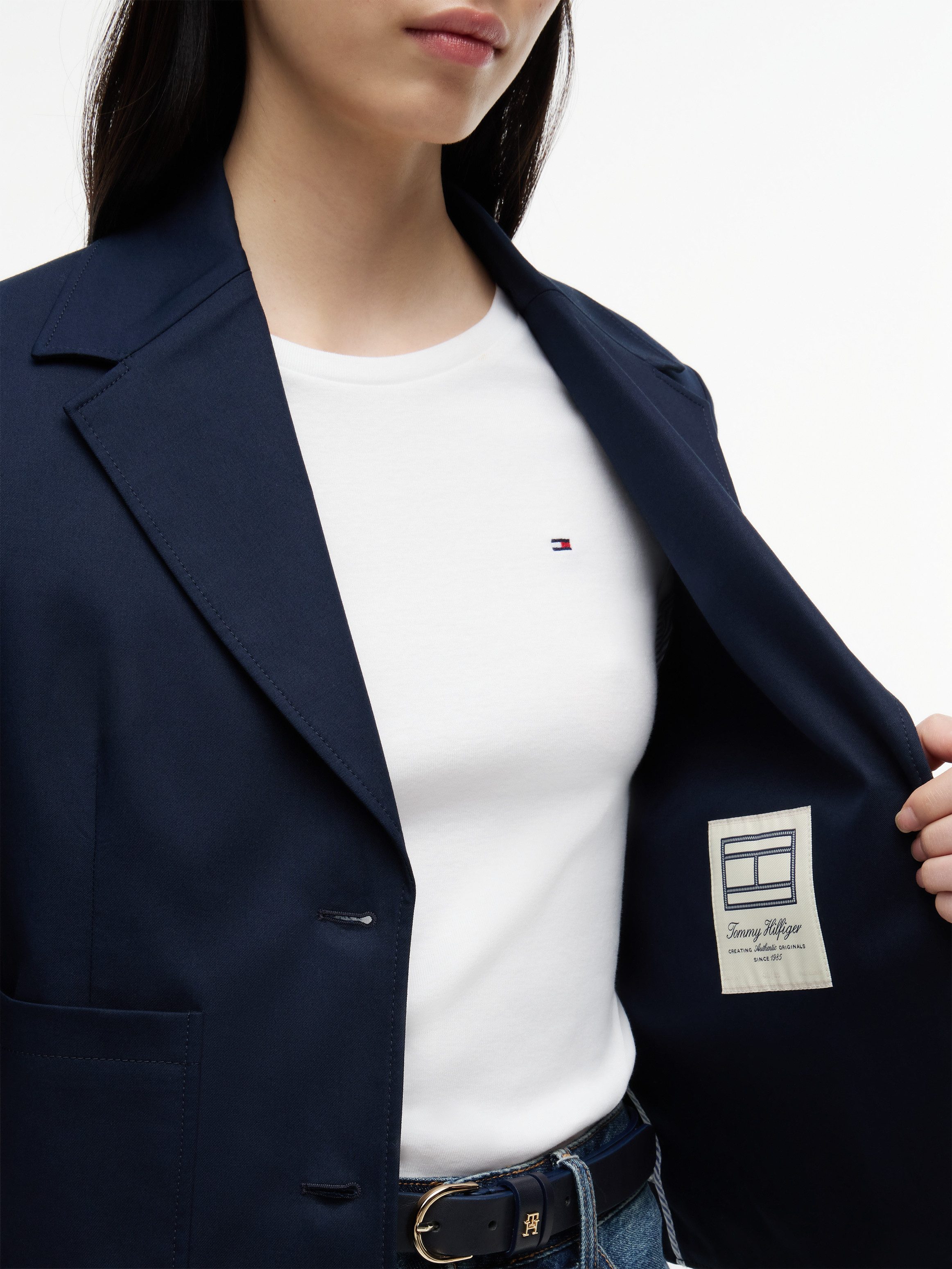 Tommy Hilfiger Kurzblazer CHINO DRESSING COTTON BLAZER aus reiner Baumwolle, mit Reverskragen