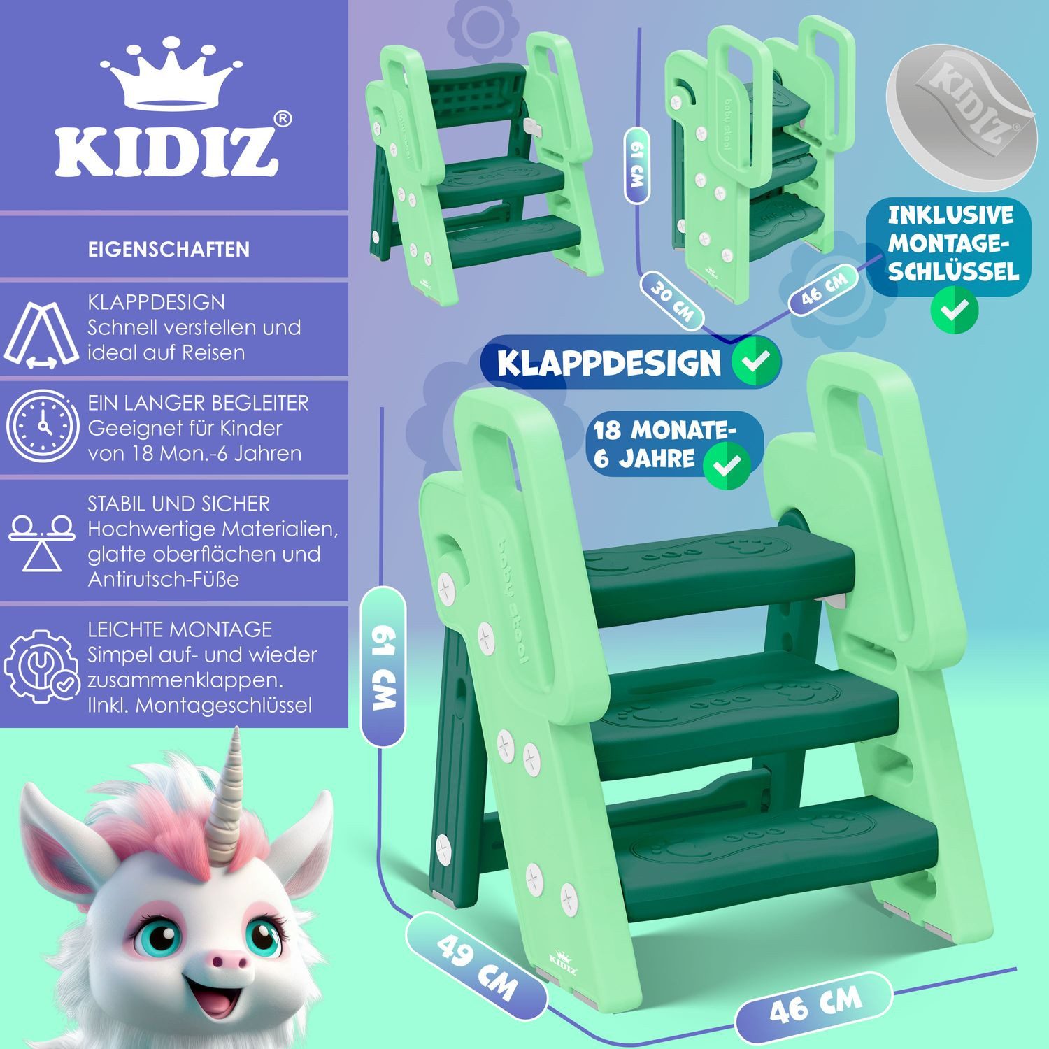 KESSER Tritthocker, für Kinder Trittleiter Klappbar mit 3 Stufen günstig online kaufen