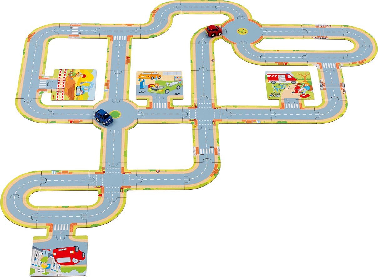 goki Spielzeug-Auto goki Spielstraße mit 2 Fahrzeugen
