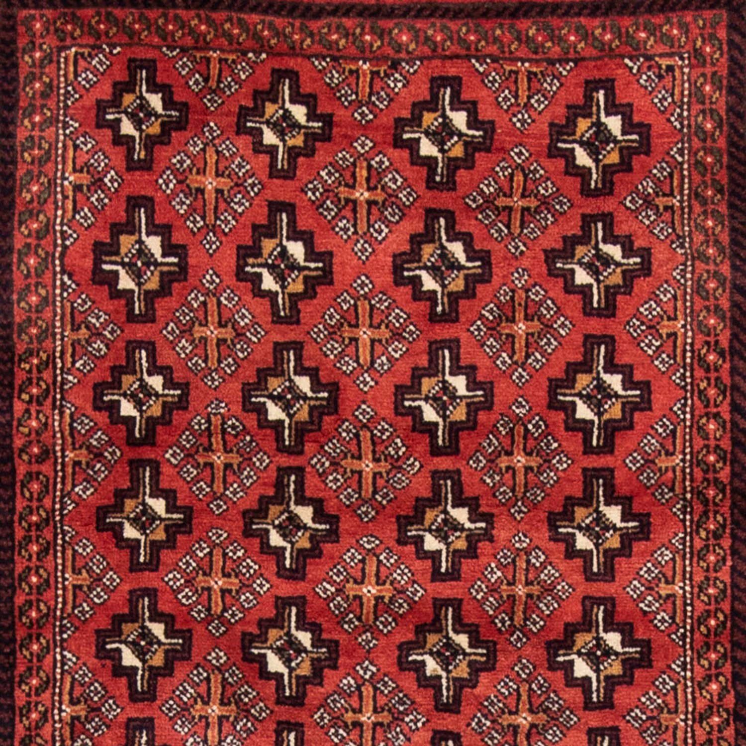Hochflor-Läufer 10 mm, 210 x morgenland, Höhe: cm, Handgeknüpft Shiraz rechteckig, 107 Durchgemustert Rosso