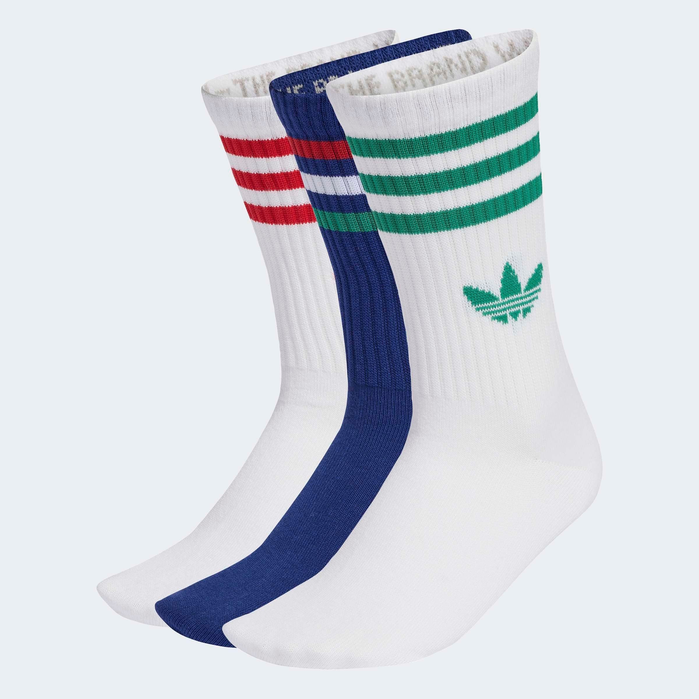 adidas Originals Sportsocken 3S CREW S 3P für Laufen, knöchellang, mit 3-Streifen und Trefoil Logo