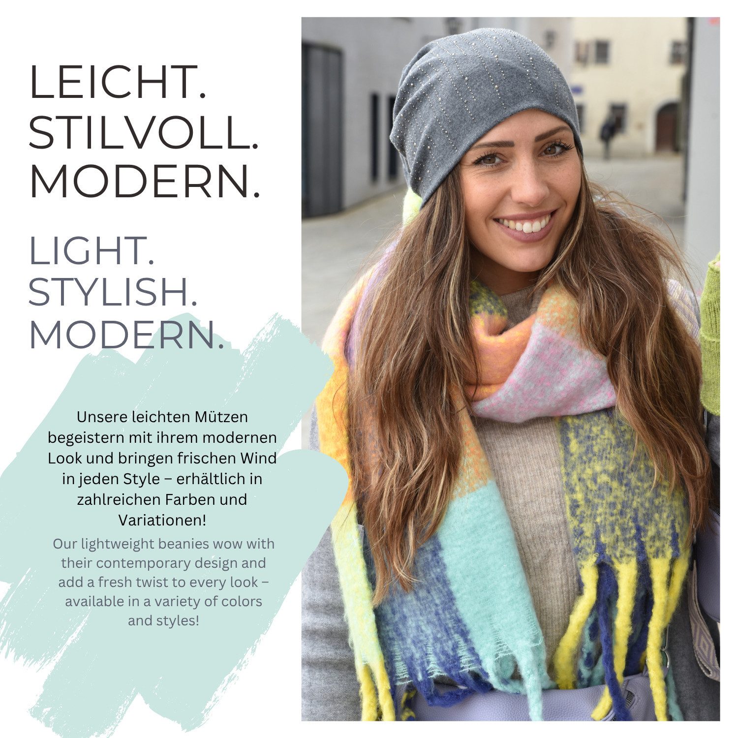 styleBREAKER Beanie Beanie mit Strass Streifen (1-St)