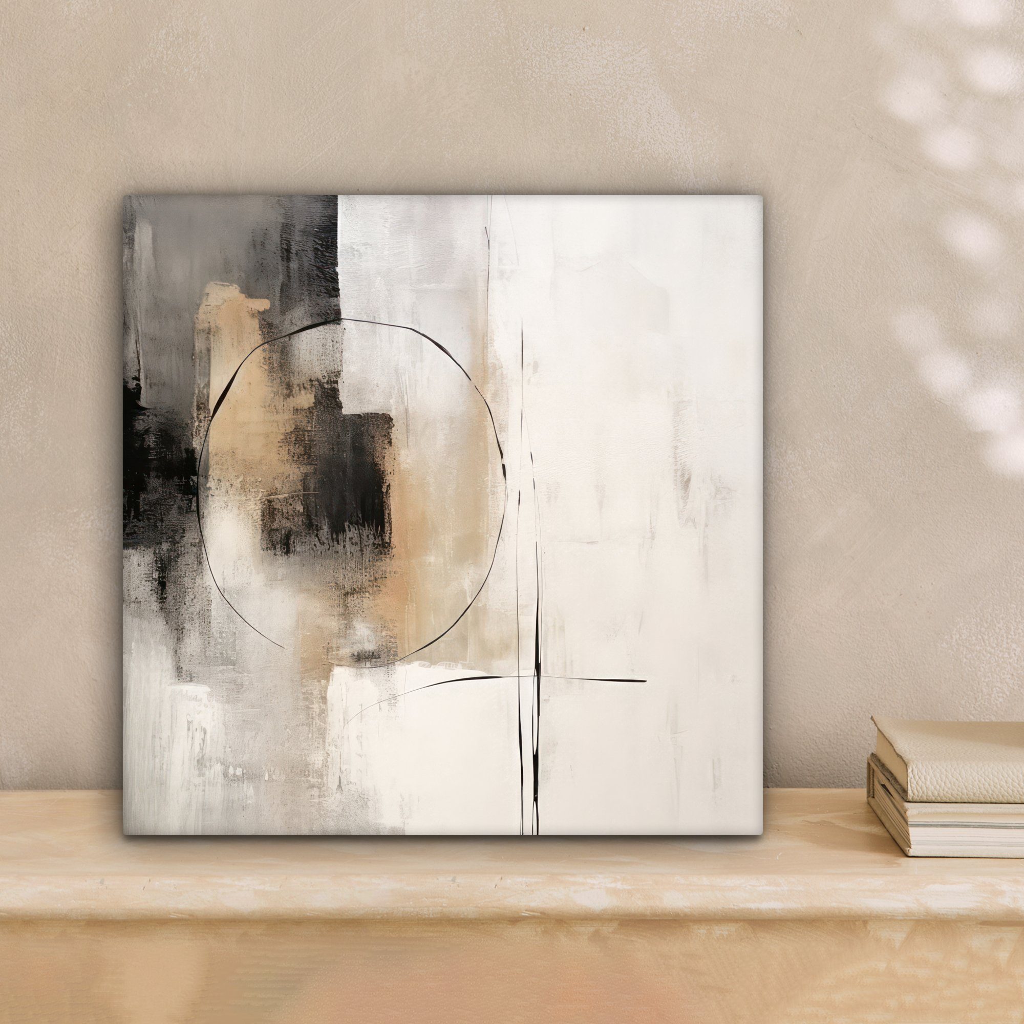 OneMillionCanvasses® Leinwandbild Kunst Leinwand für Wohnzimmer Grau Bilder Schlafzimmer, (1 cm St), 20x20 - Abstrakt - - Industriell