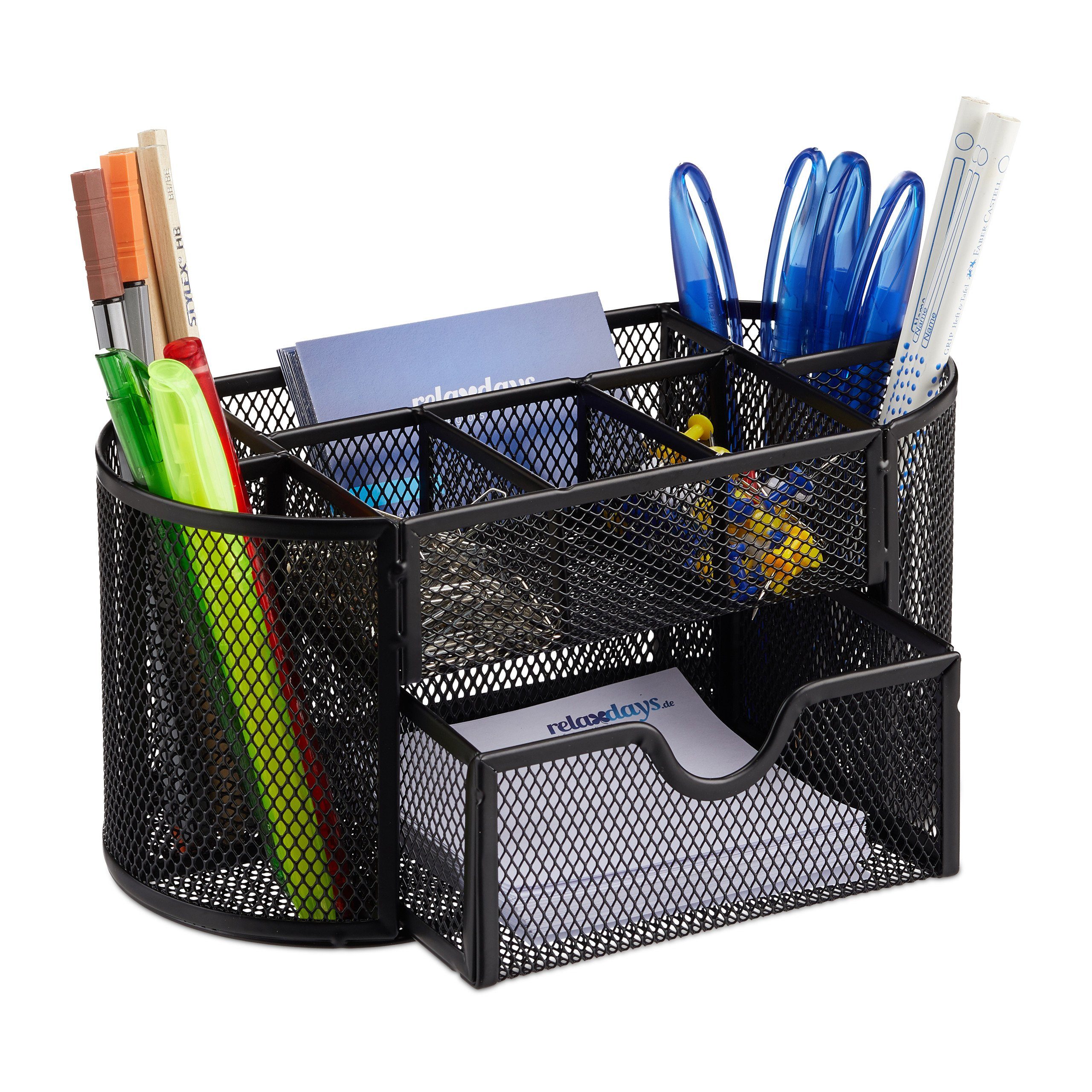 relaxdays Organizer Schreibtischorganizer mit Stifthaltern, schwarz