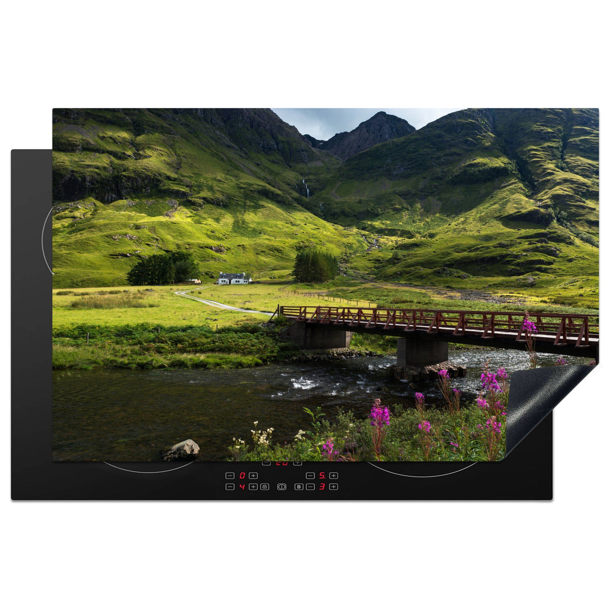 MuchoWow Herdblende-/Abdeckplatte Brücke bei Glencoe in Schottland, Vinyl, (1 tlg), 81x52 cm, Induktionskochfeld Schutz für die küche, Ceranfeldabdeckung