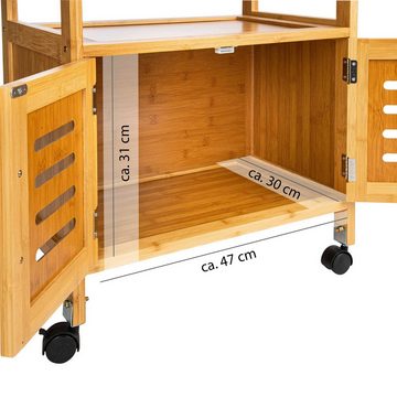 ONVAYA Küchenwagen Servierwagen Tokio, Küchenrollwagen aus Holz, Bambus, Beistellwagen