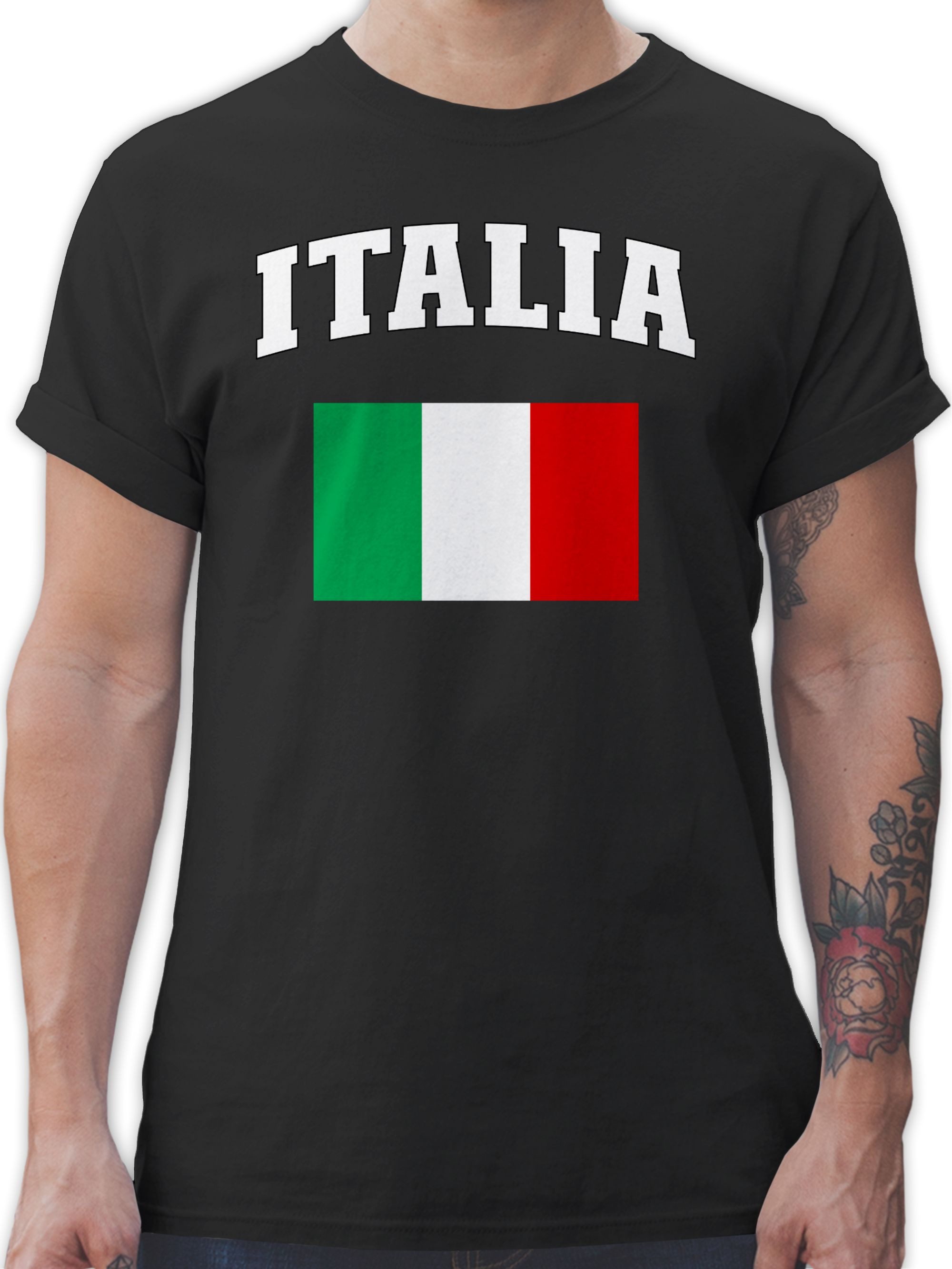 Shirtracer T-Shirt Italia Schriftzug mit Flagge, Italien, Italy 2026 Fussball WM Fanartikel
