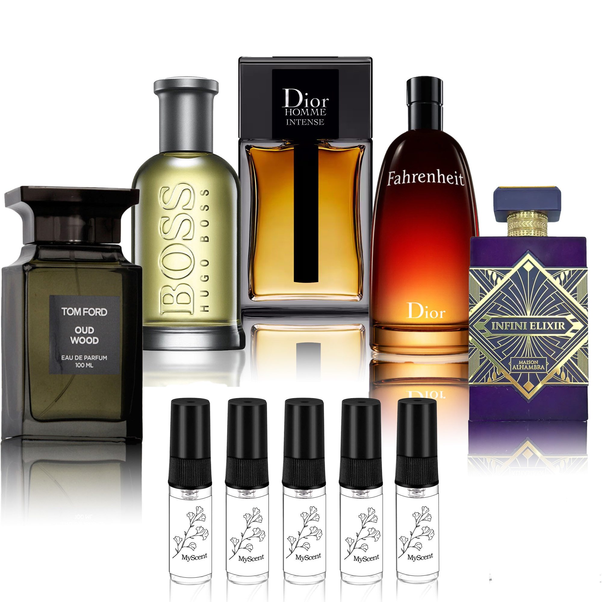 MyScent® Duft-Set Mini Parfum Set Herren Geschenk 5x 2ml Abfüllungen, 5-tlg.