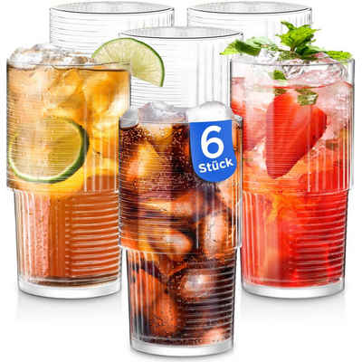 KONZEPT Cocktailglas Geriffelte Wassergläser Set 6 Stück 400 ml Saftgläser, 6-teilig