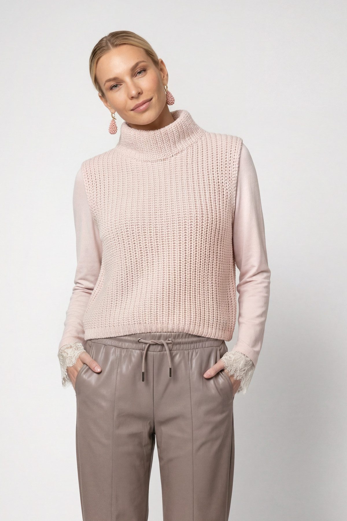 Monari Pullunder Pullunder Basic Chenille Regular fit mit Stehkragen