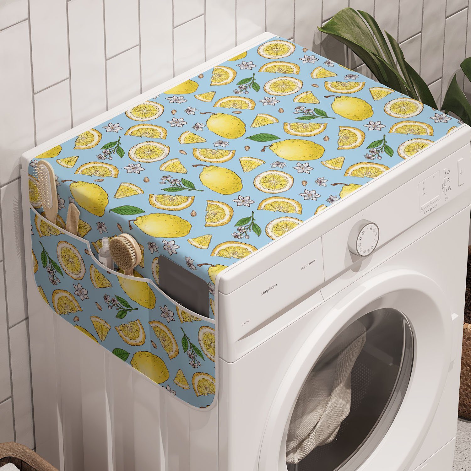 Blumen-Kunst Badorganizer und Citrus Zitronen Trockner, Waschmaschine Anti-Rutsch-Stoffabdeckung Bunte für Abakuhaus