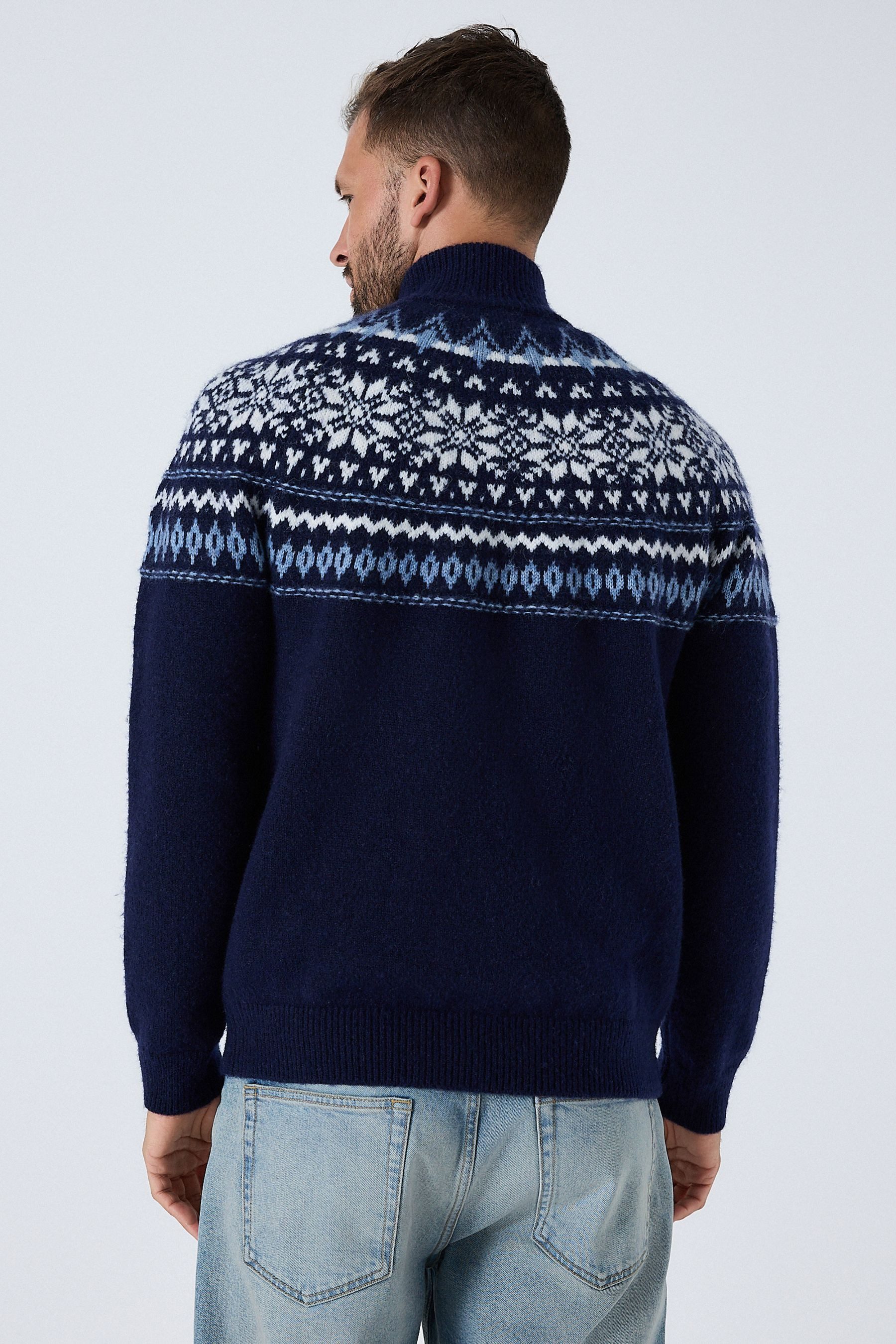 Next Norwegerpullover Regular Fit Troyer mit Fairisle-Muster und Wolle (1-tlg)