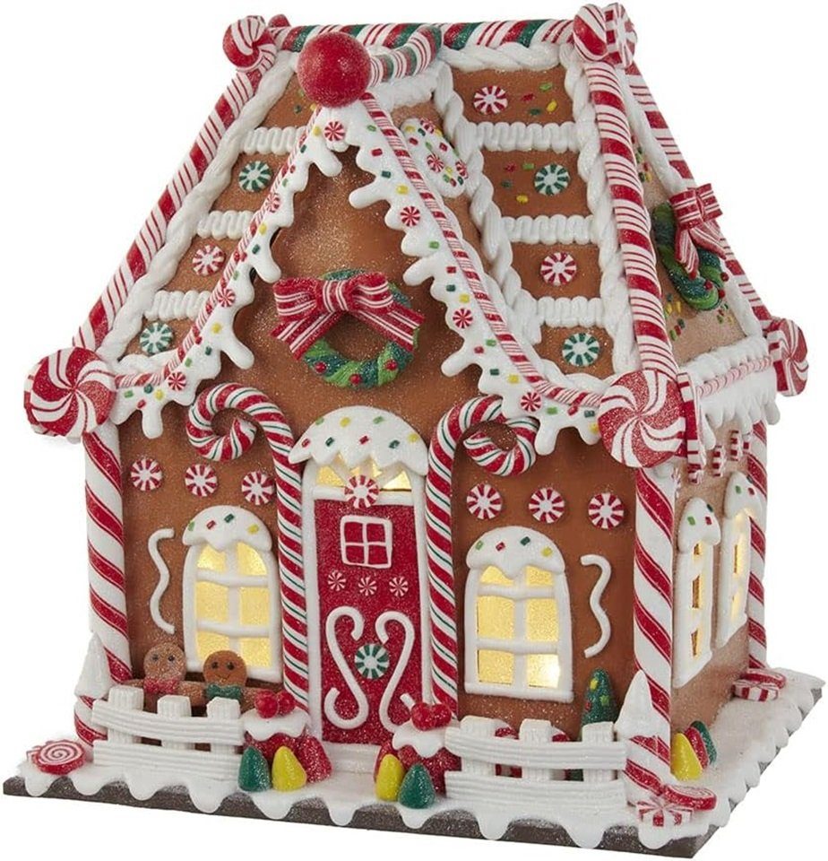 Kurt S. Adler Dekofigur GBJ0033 - LED Lebkuchenhaus, braun, -33 cm-
