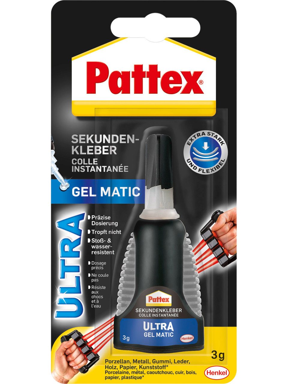 Pattex Bastelkleber Pattex Sekundenkleber Ultra Gel Matic 3 g Spender