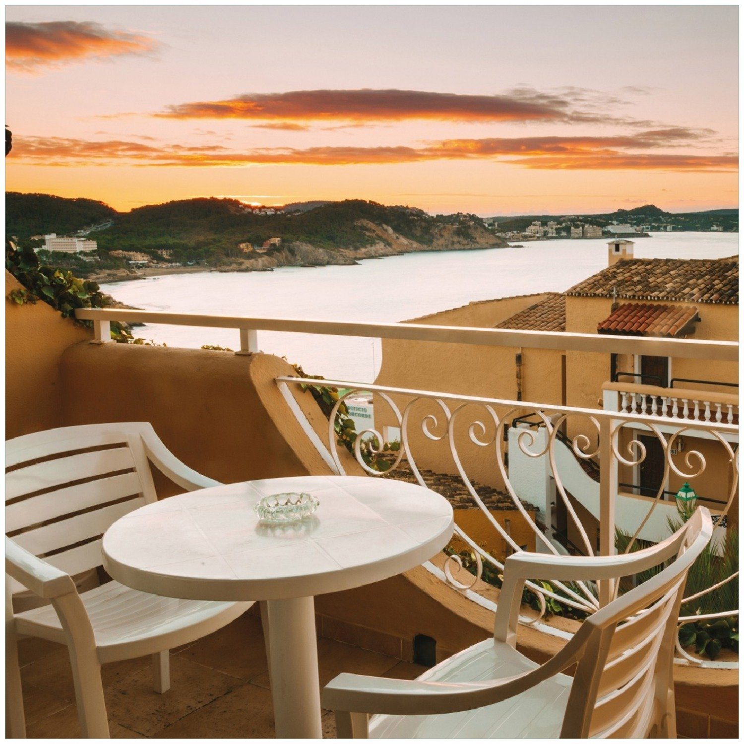 Meer Terrasse Memoboard - Sommer schönen Wallario von Ausblick auf das einer Spanien in
