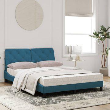 vidaXL Bett Bett mit Matratze Blau 140x200 cm Samt