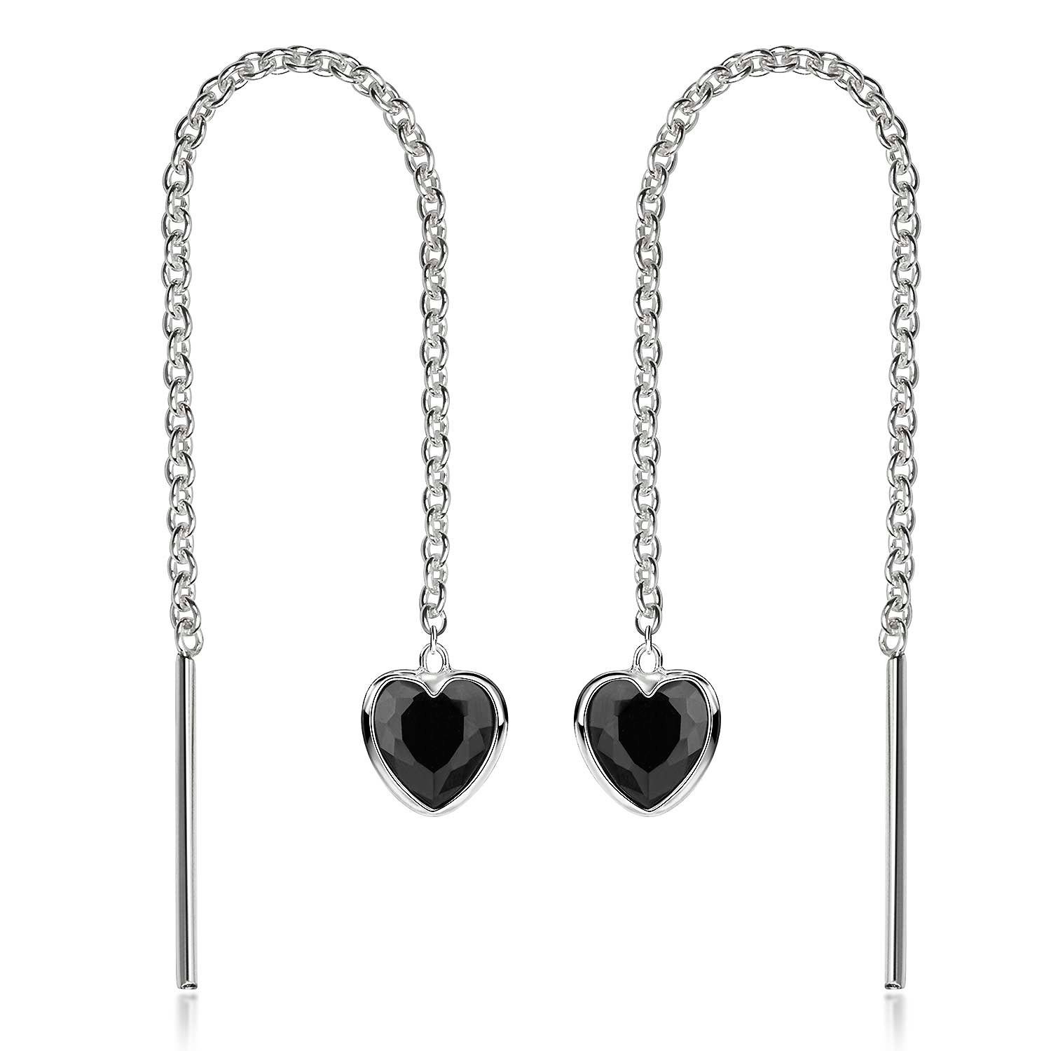 Materia Paar Ohrhänger Damen Silber Herz Zirkonia Schwarz filigran SO-480, günstig online kaufen