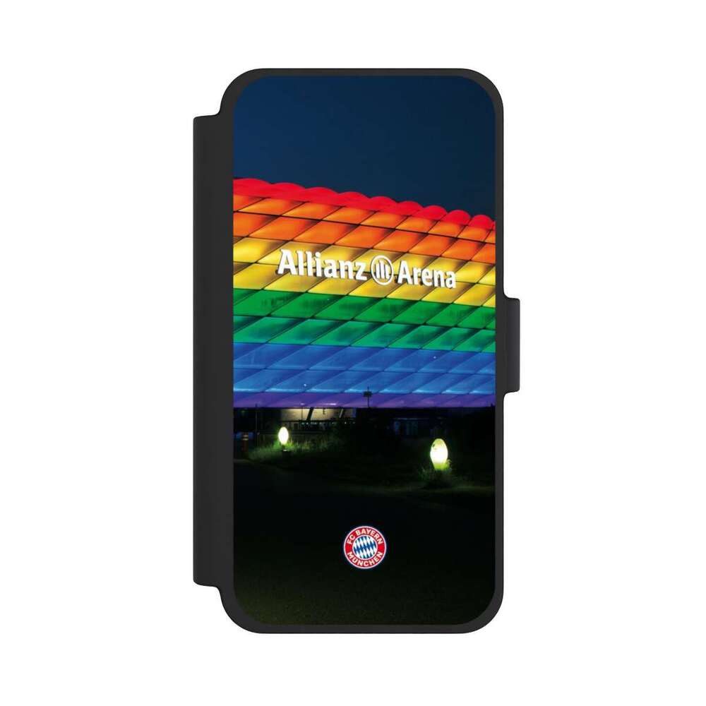 NIVOCASE Handyhülle FC Bayern München Regenbogen Stadion Allianz Arena Rainbow, Apple iPhone 12 mini Klapphülle Handyhülle aus Kunst Leder