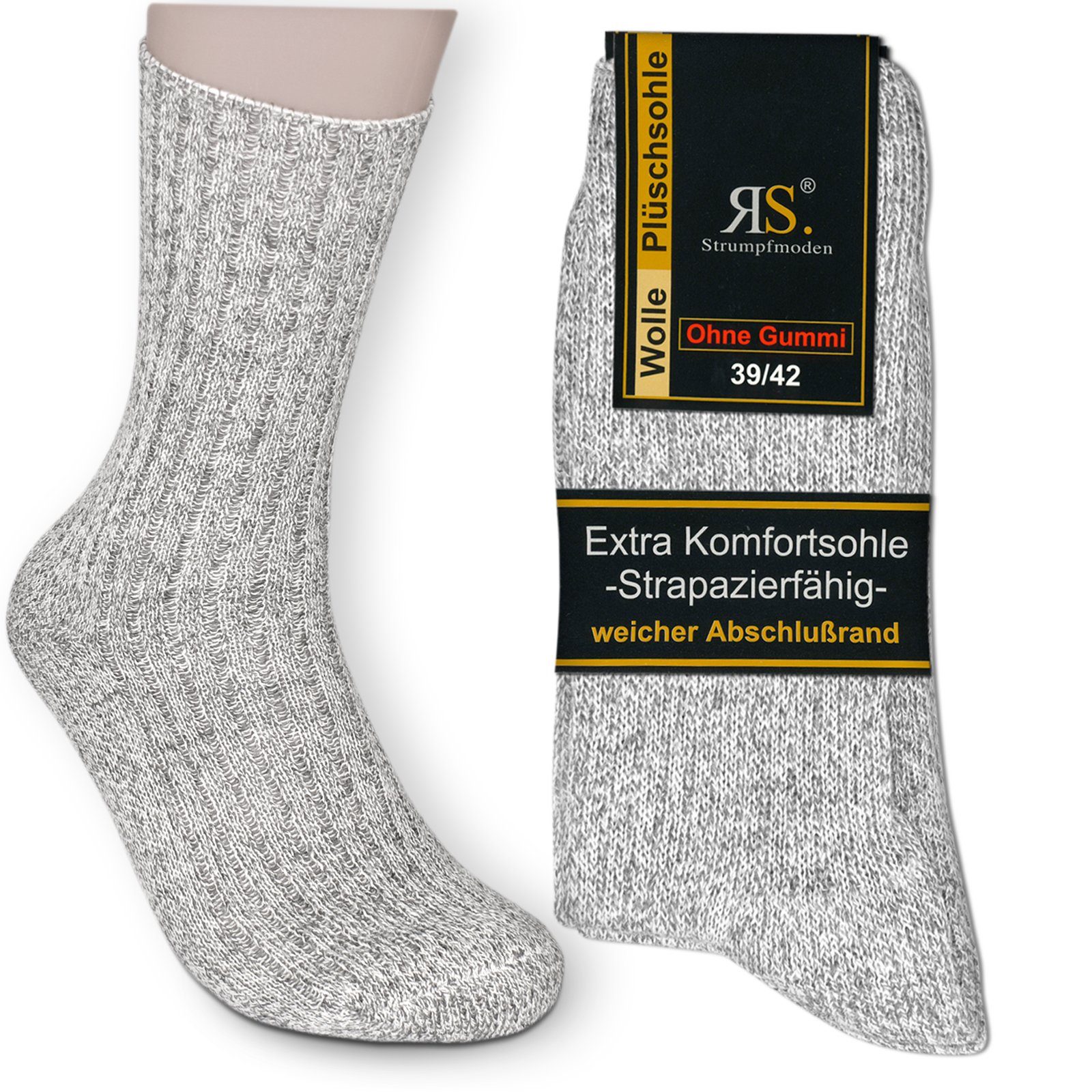 Die Sockenbude Norwegersocken OHNE GUMMI (Bund, 3-Paar, grau) mit Komfort-Polstersohle | Kompressionsstrümpfe