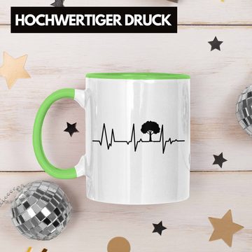 Trendation Tasse Trendation - Veganer Tasse Geschenk Herzschlag Baum Pflanzen Vegan Geschenkidee Lustiger Spruch Vegane Lebensweise Veganerin Spruch