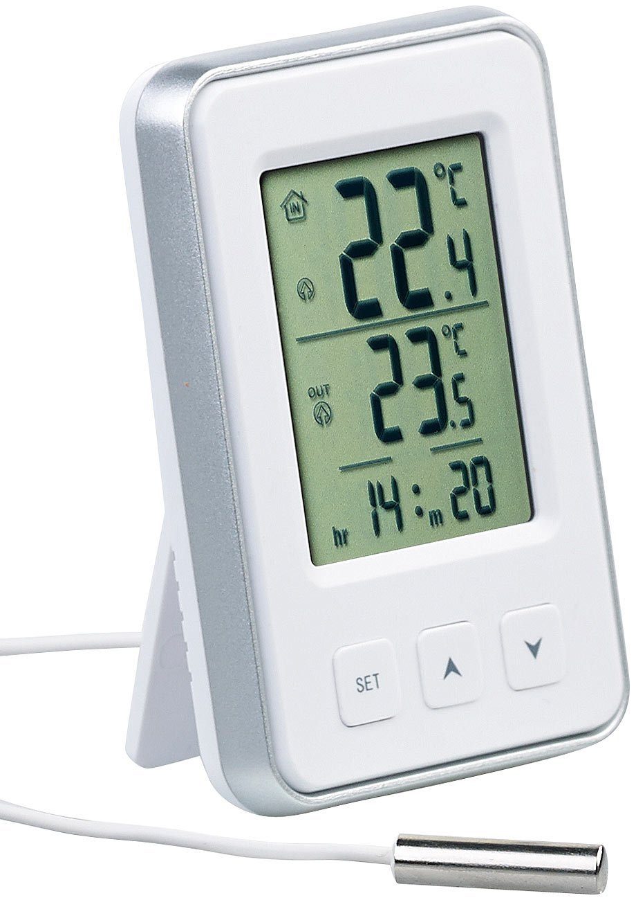 Raumthermometer Digit Innen-& Außen MIN MAX Thermometer Wetterstation mit Außenfühler